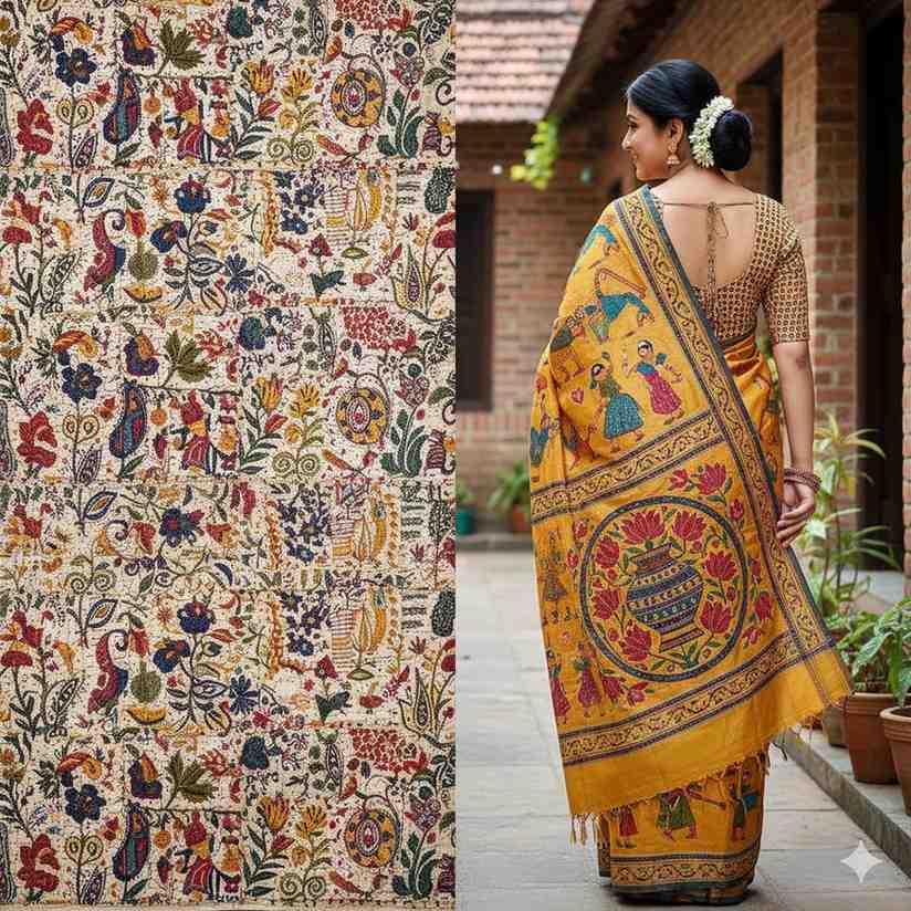 Kantha Stitch Saree